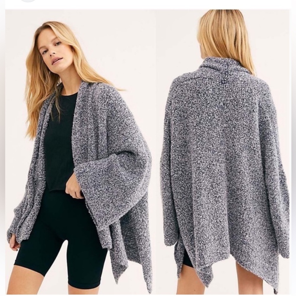 Free People Heather Gray Open-Front Bff Cardigan Medium